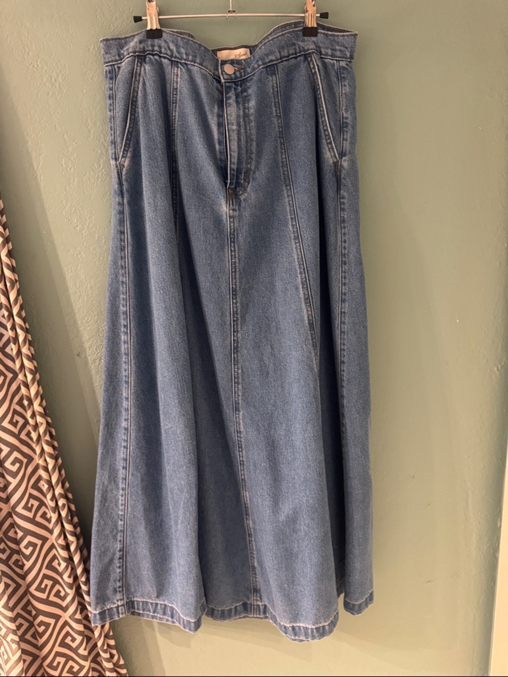Universal Thread Medium Blue Denim Maxi Skirt with Panel Seams